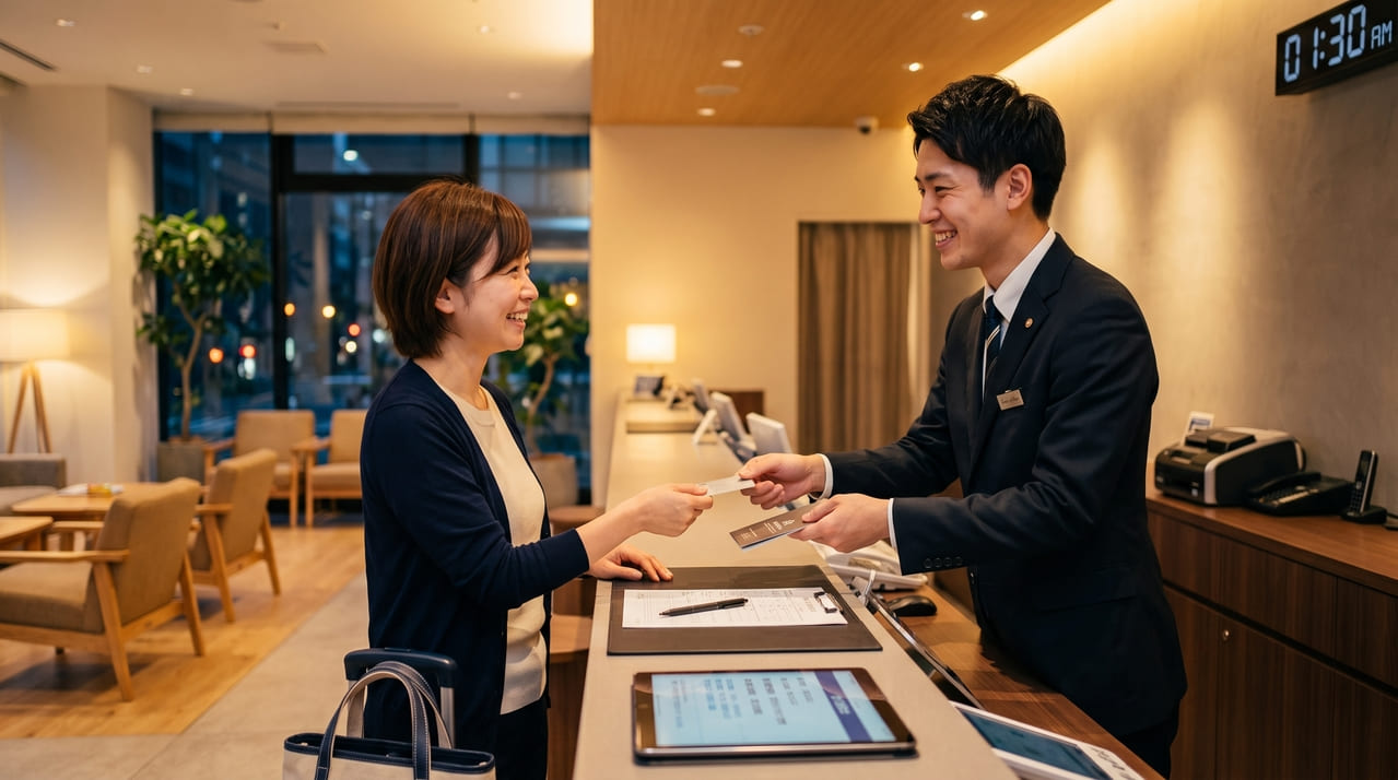 夜中にチェックインするゲスト