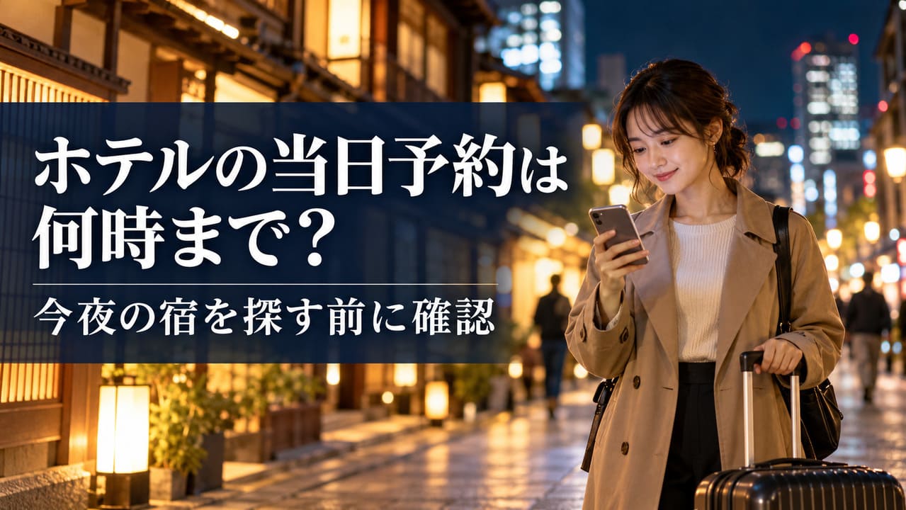 当日の宿泊先ホテルを探す女性