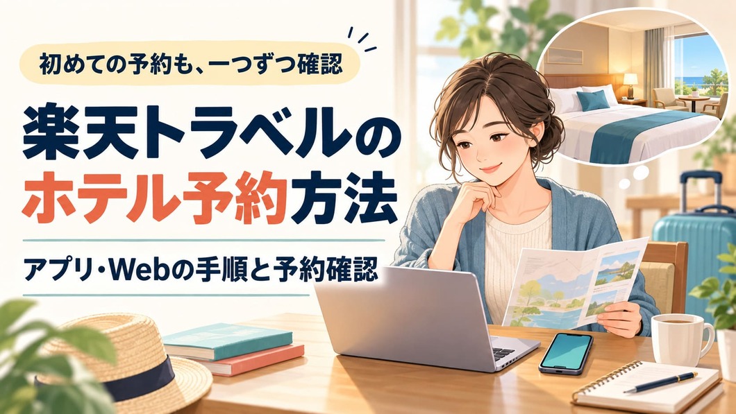 スマートフォンとノートパソコンを前に、旅行の日程を確認する人。